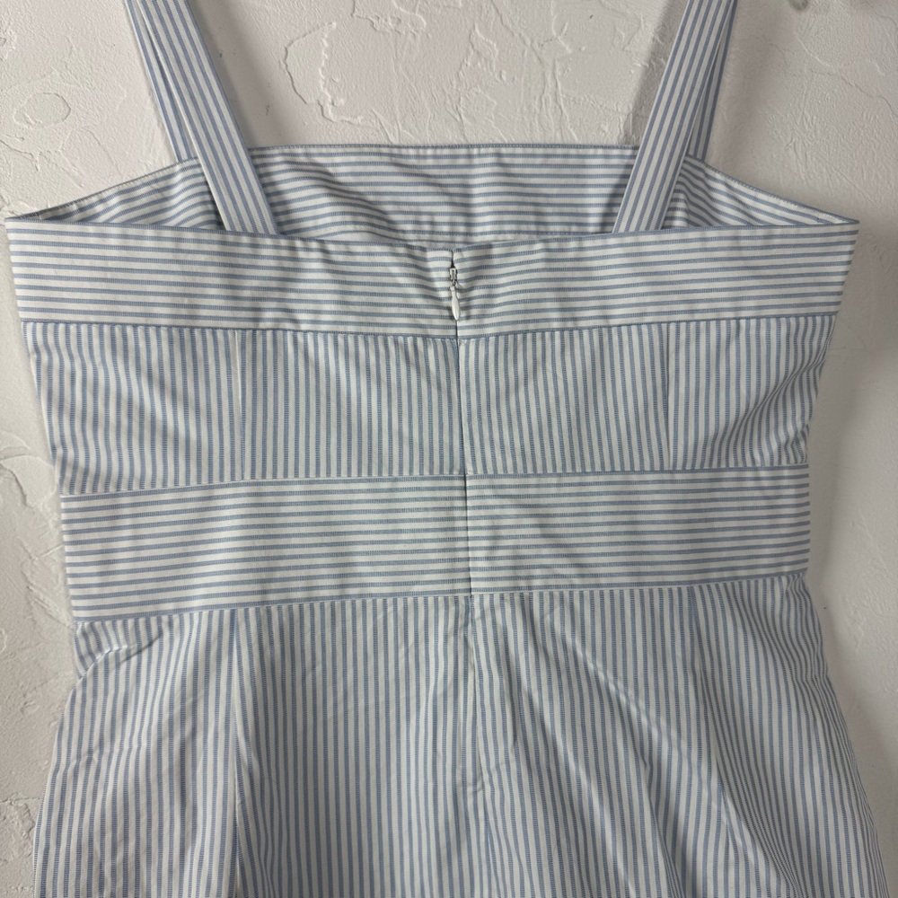 J Crew Dress Pinstripe Print Nautical Blue White Lined Cotton Knit Classic Retro - Picture 7 of 11